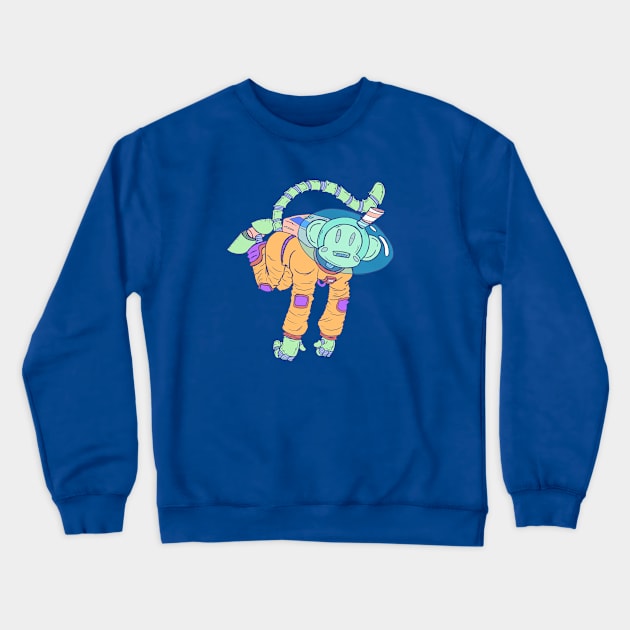 Monkey - Bot In Space Crewneck Sweatshirt by JbombCreative